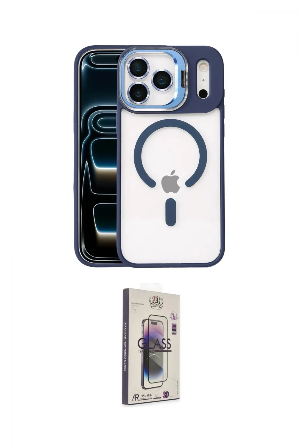 ieg™ iPhone 17 Pro Kılıf Yadigar Asil Koleksiyonu - Siyah Bilvis 3D Cam Ekran Koruyucu