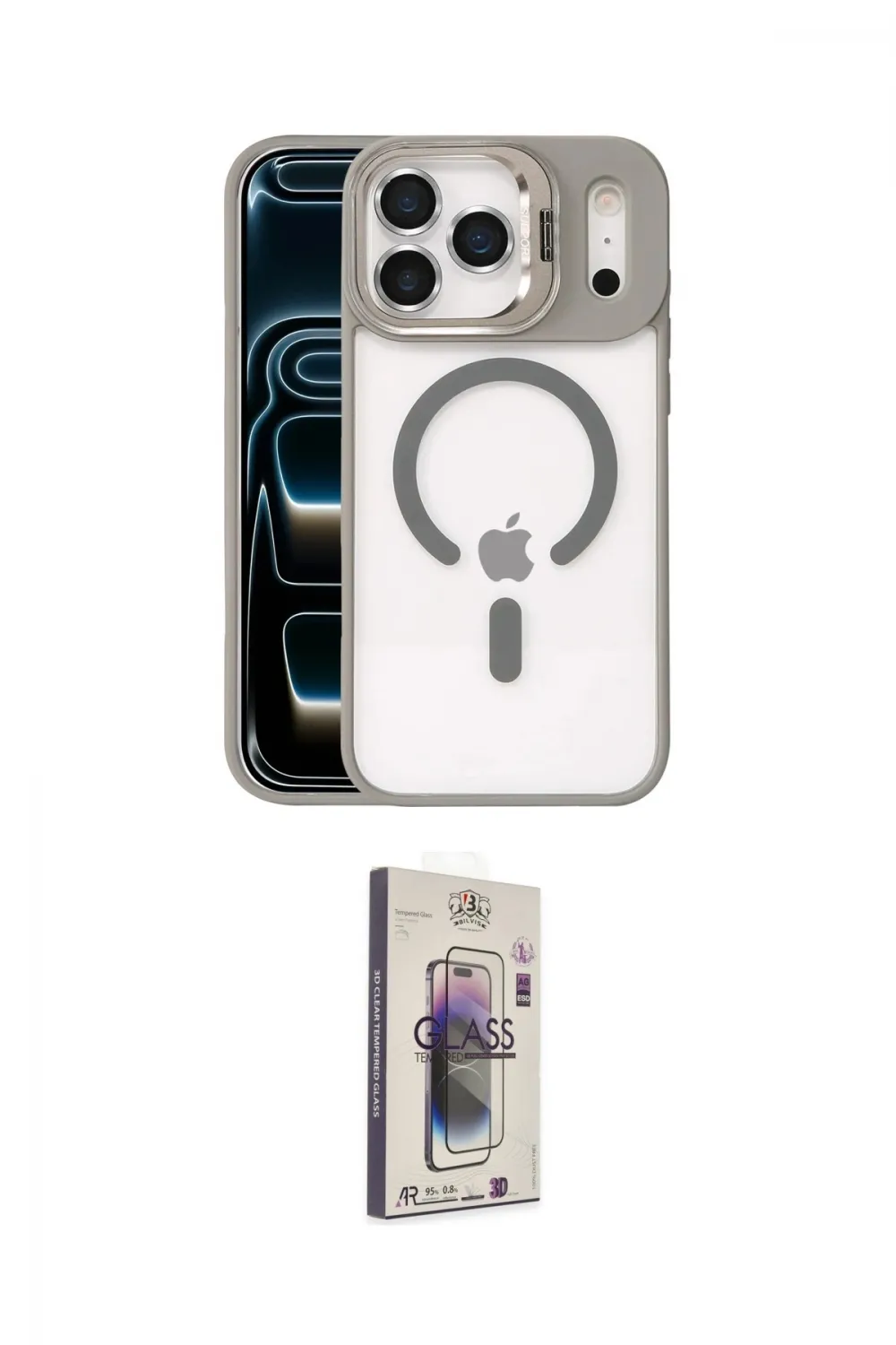 ieg™ iPhone 17 Pro Kılıf Yadigar Asil Koleksiyonu - Siyah Bilvis 3D Cam Ekran Koruyucu