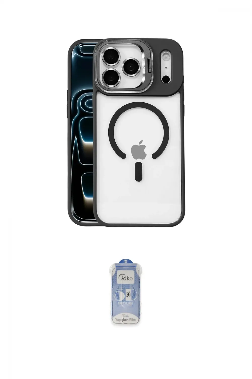 ieg™ iPhone 17 Pro Kılıf Yadigar Asil Koleksiyonu - Siyah Joko Magic 5D Cam