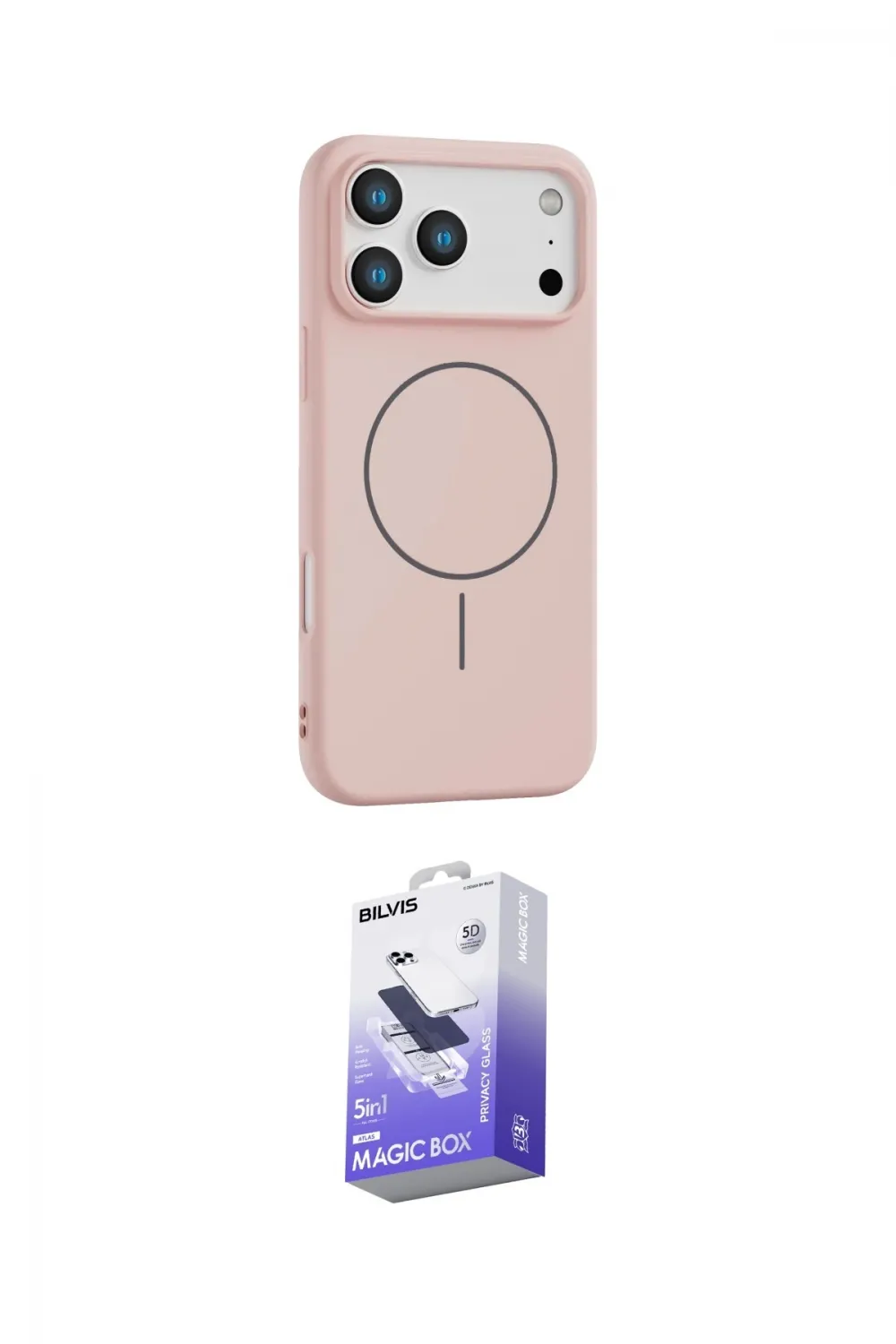 ieg™ iPhone 17 Pro Kılıf Yankı Form Serisi - Siyah Bilvis 5in1 5D Magic Hayalet Cam Ekran Koruyucu