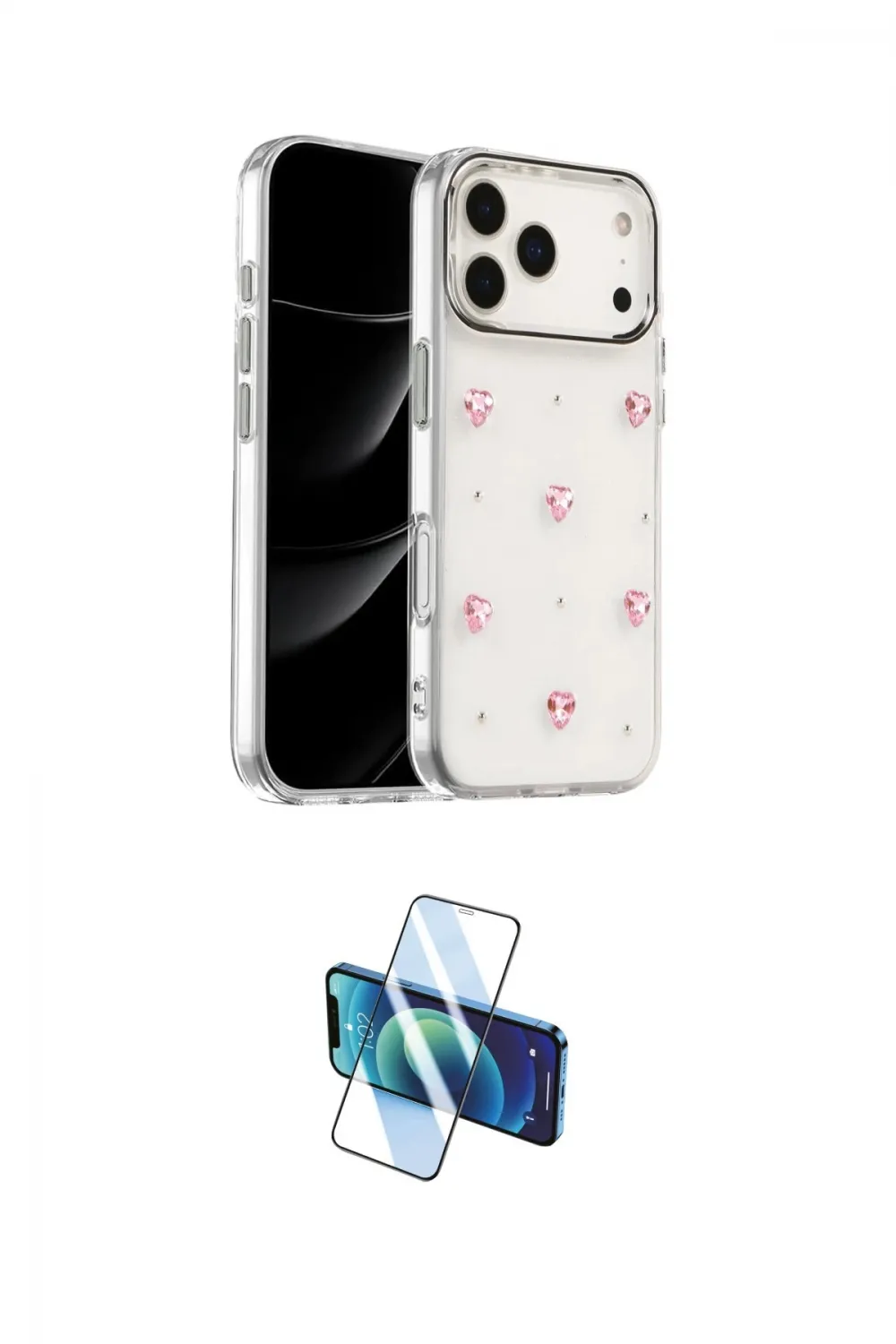 ieg™ iPhone 17 Pro Kılıf Yörünge Form - Siyah 3D Antistatik Cam Ekran Koruyucu
