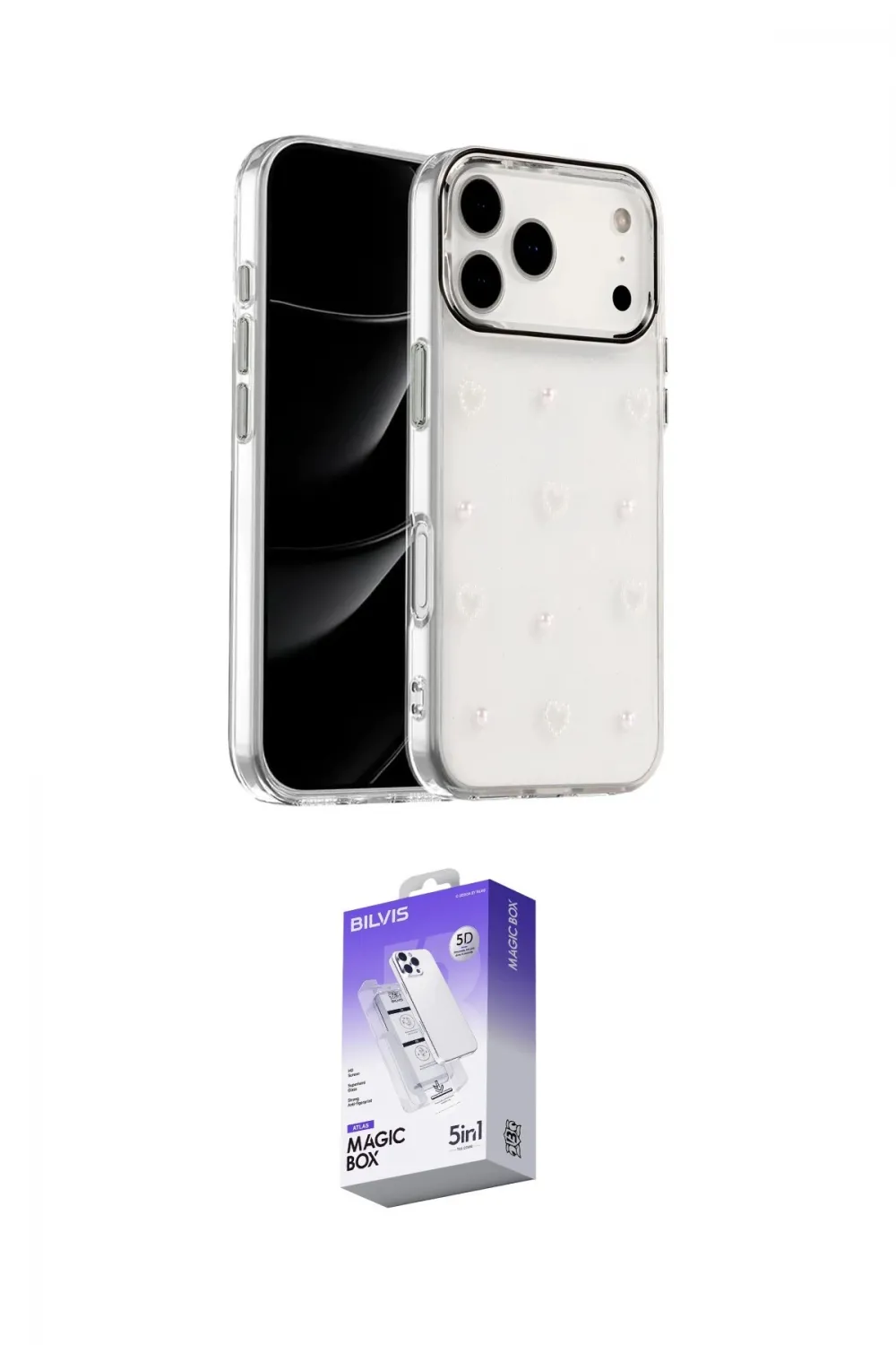 ieg™ iPhone 17 Pro Kılıf Yörünge Form - Siyah Bilvis 5in1 3D Magic Cam Ekran Koruyucu