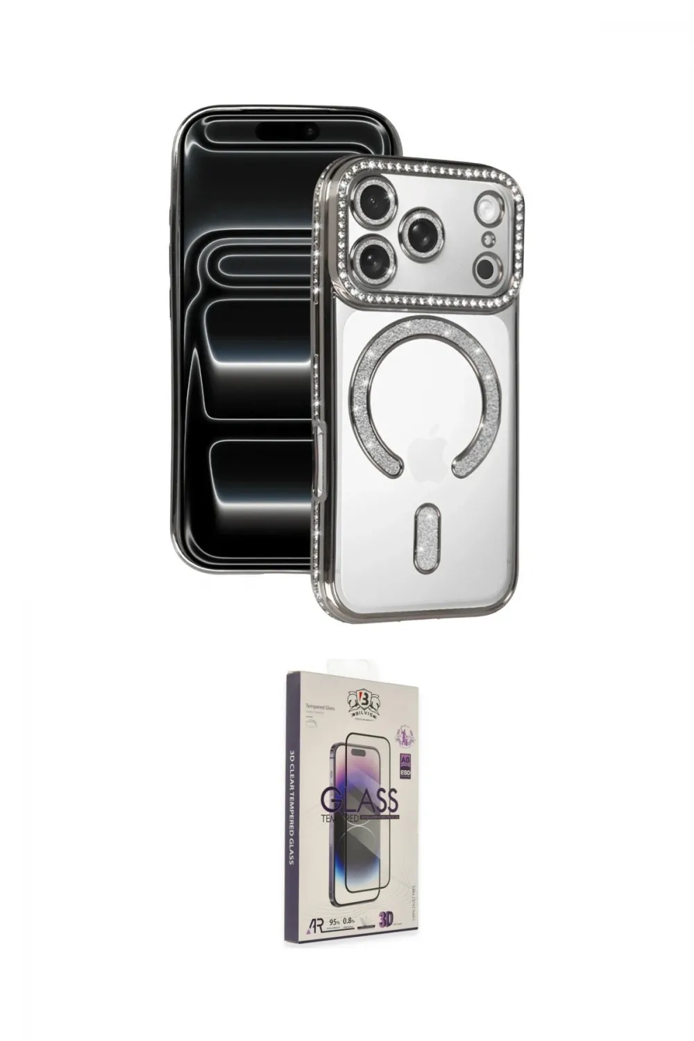ieg™ iPhone 17 Pro Kılıf Zirve Doku Prime - Siyah Bilvis 3D Cam Ekran Koruyucu
