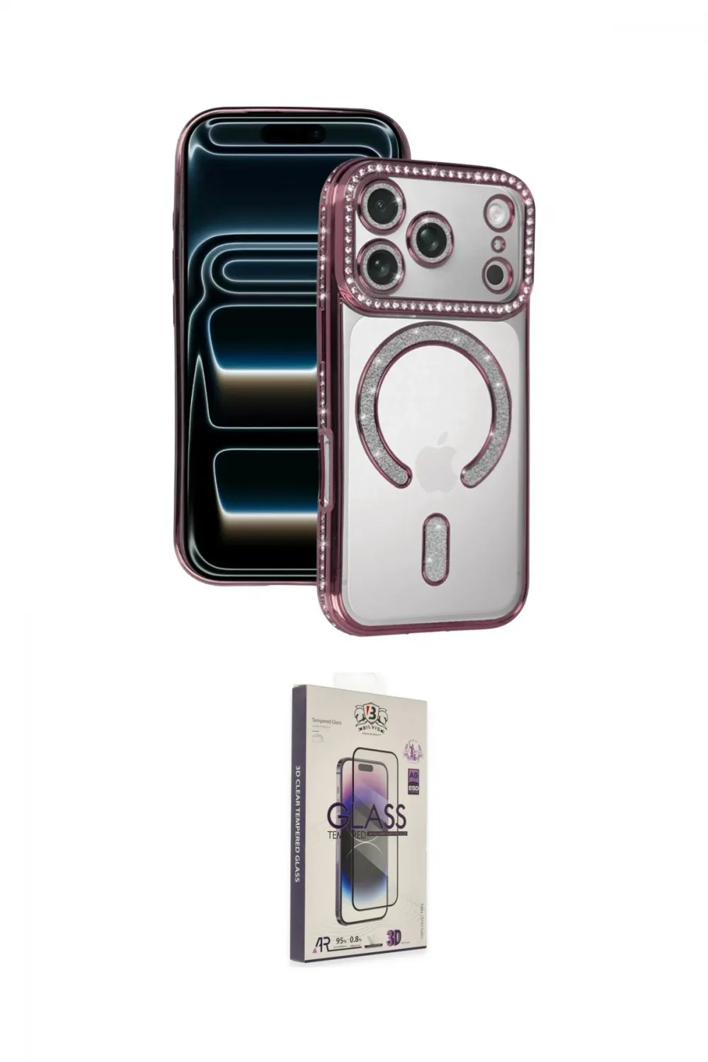 ieg™ iPhone 17 Pro Kılıf Zirve Doku Prime - Siyah Bilvis 3D Cam Ekran Koruyucu