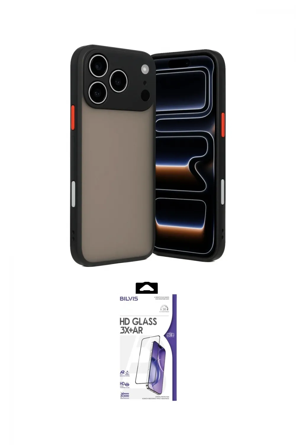 ieg™ iPhone 17 Pro Max Kılıf Ahenk Çizgi Serisi - Siyah Bilvis 3X AR HD Cam Ekran Koruyucu