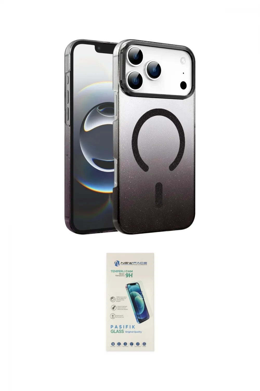ieg™ iPhone 17 Pro Max Kılıf Ahenk Doku Özel Seri - Şeffaf Pasifik Cam Ekran Koruyucu
