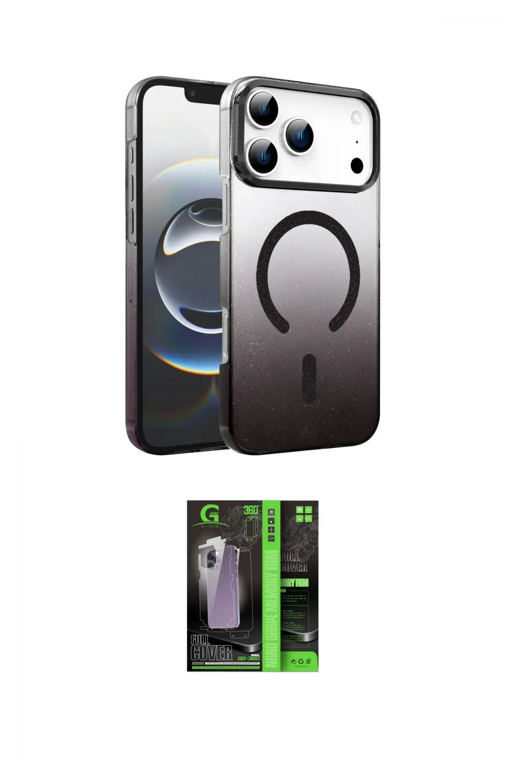 ieg™ iPhone 17 Pro Max Kılıf Ahenk Doku Özel Seri - Siyah 360 Mat Full Body Arka Koruyucu