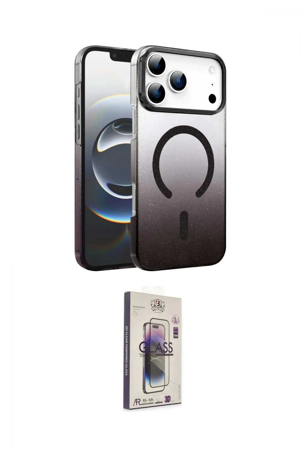 ieg™ iPhone 17 Pro Max Kılıf Ahenk Doku Özel Seri - Siyah Bilvis 3D Cam Ekran Koruyucu