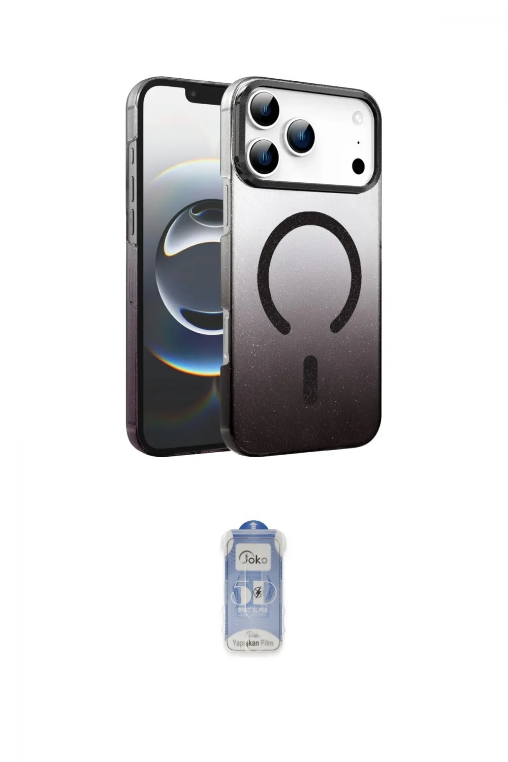 ieg™ iPhone 17 Pro Max Kılıf Ahenk Doku Özel Seri - Siyah Joko Magic 5D Cam