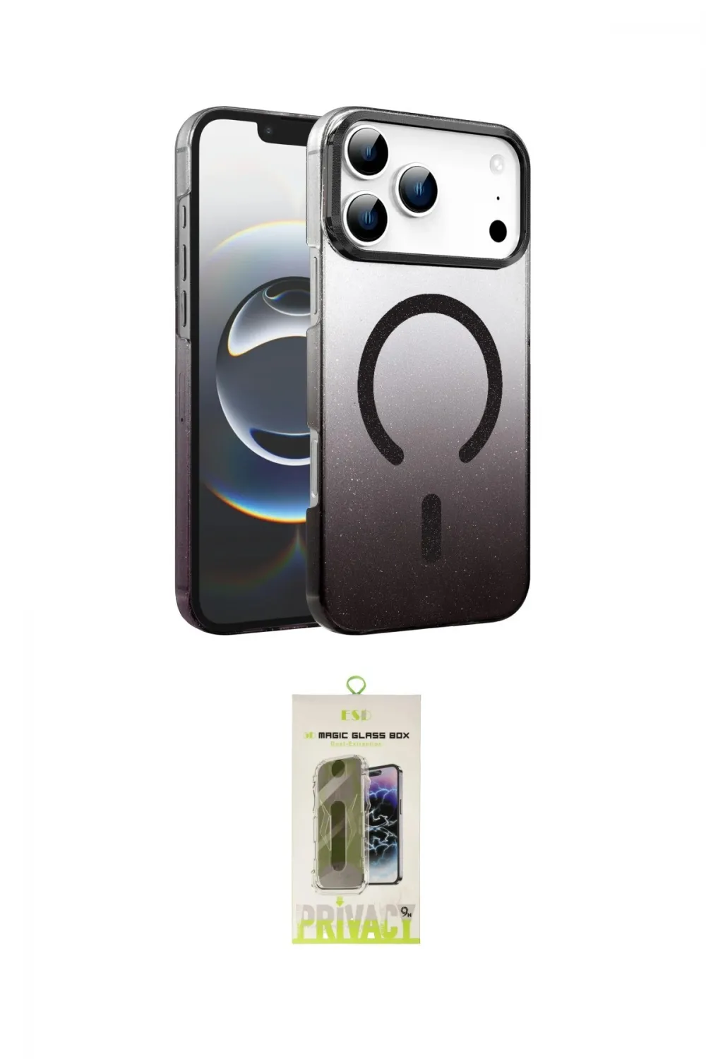 ieg™ iPhone 17 Pro Max Kılıf Ahenk Doku Özel Seri - Siyah Joko Magic 5D Hayalet Cam