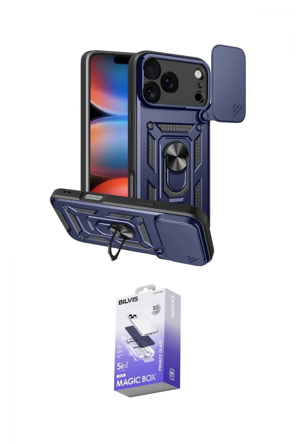 ieg™ iPhone 17 Pro Max Kılıf Ahenk Klasik - Siyah Bilvis 5in1 5D Magic Hayalet Cam Ekran Koruyucu