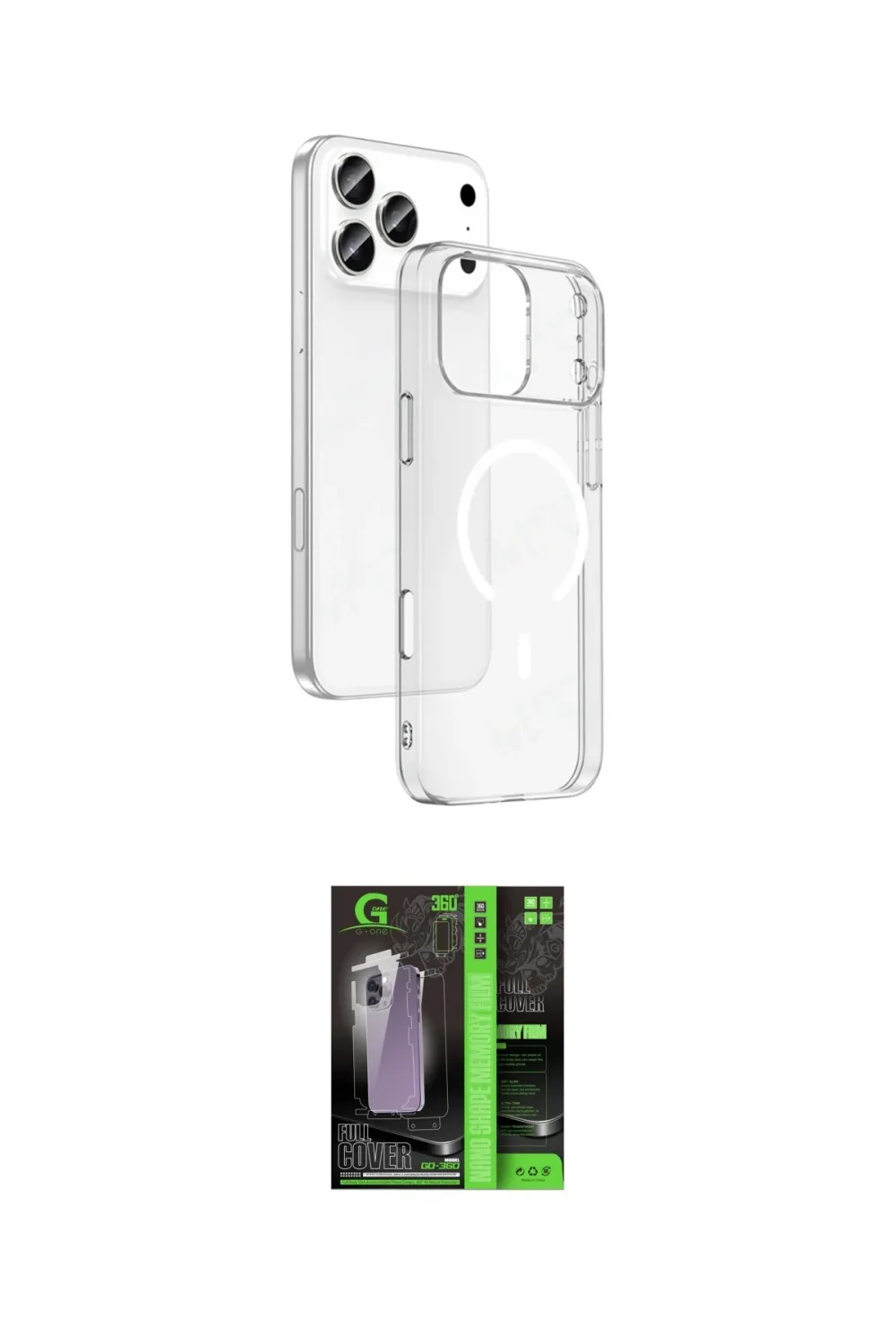 ieg™ iPhone 17 Pro Max Kılıf Ahenk Minimal Serisi - Şeffaf 360 Full Body Arka Koruyucu