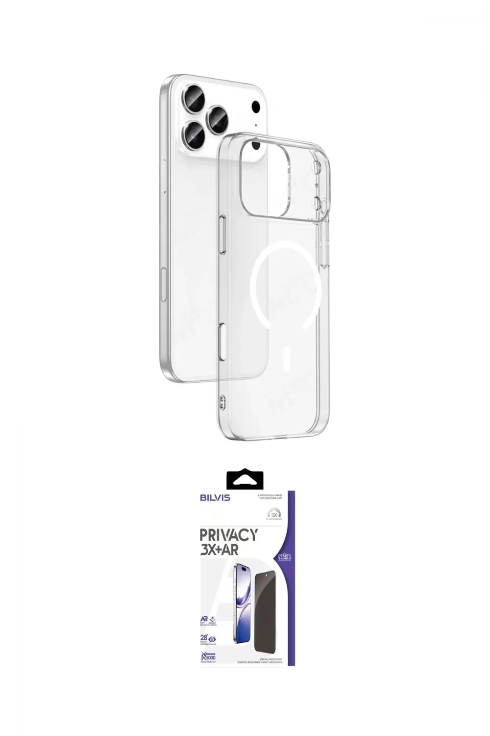 ieg™ iPhone 17 Pro Max Kılıf Ahenk Minimal Serisi - Siyah Bilvis 3X AR Hayalet Cam Ekran Koruyucu