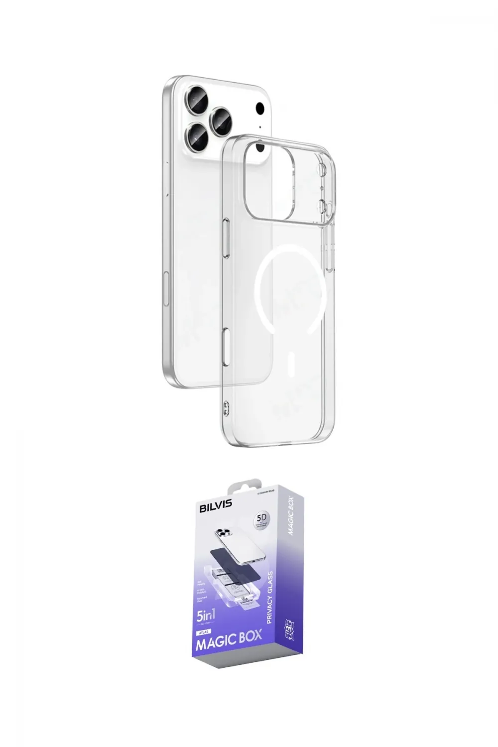 ieg™ iPhone 17 Pro Max Kılıf Ahenk Minimal Serisi - Siyah Bilvis 5in1 5D Magic Hayalet Cam Ekran Koruyucu