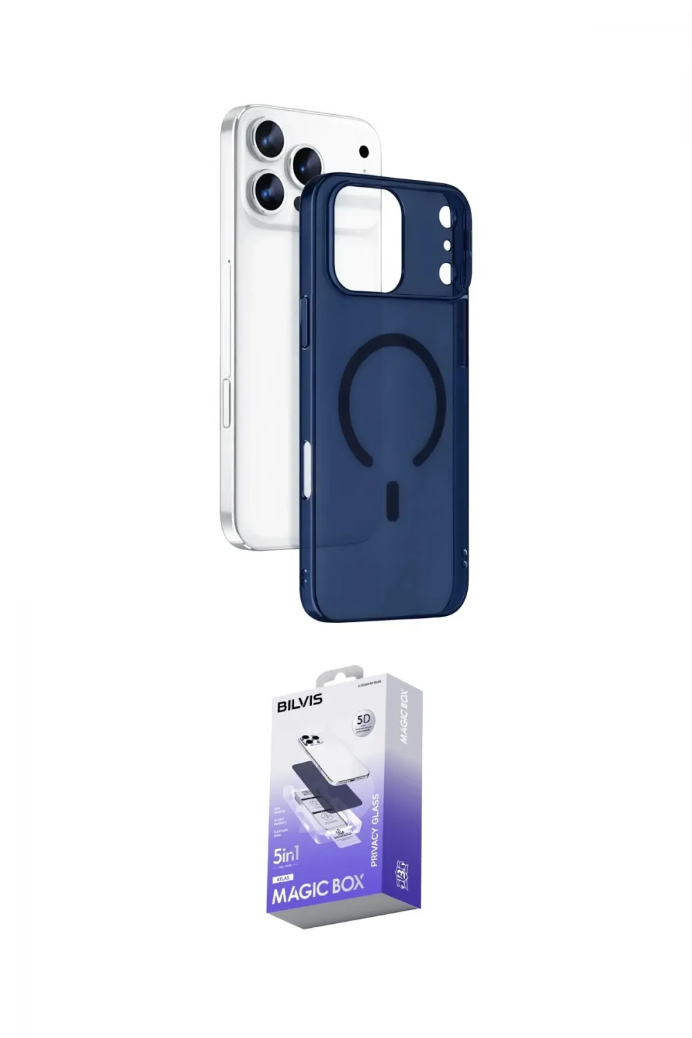 ieg™ iPhone 17 Pro Max Kılıf Ahenk Minimal Serisi - Siyah Bilvis 5in1 5D Magic Hayalet Cam Ekran Koruyucu