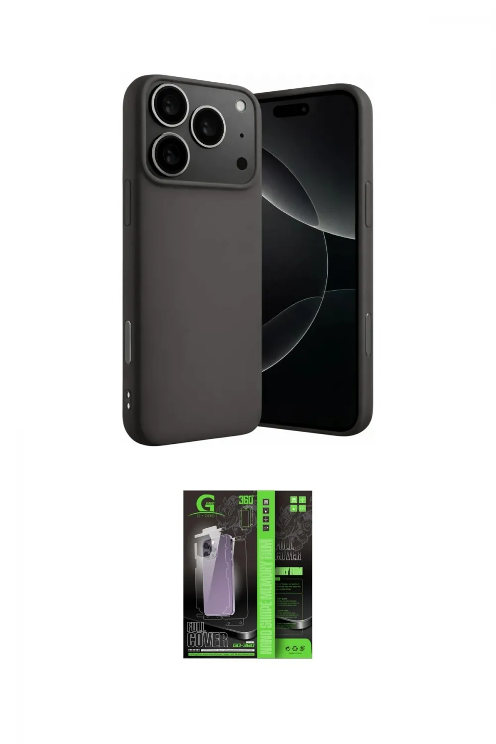 ieg™ iPhone 17 Pro Max Kılıf Ahenk Serisi - Siyah 360 Mat Full Body Arka Koruyucu