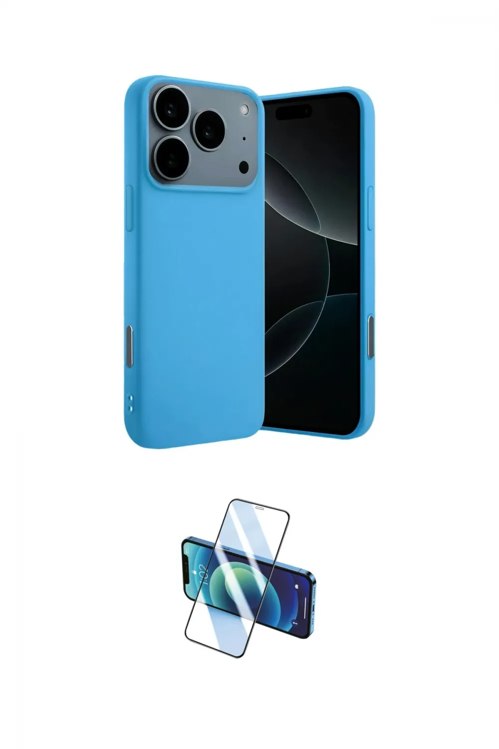 ieg™ iPhone 17 Pro Max Kılıf Ahenk Serisi - Siyah 3D Antistatik Cam Ekran Koruyucu