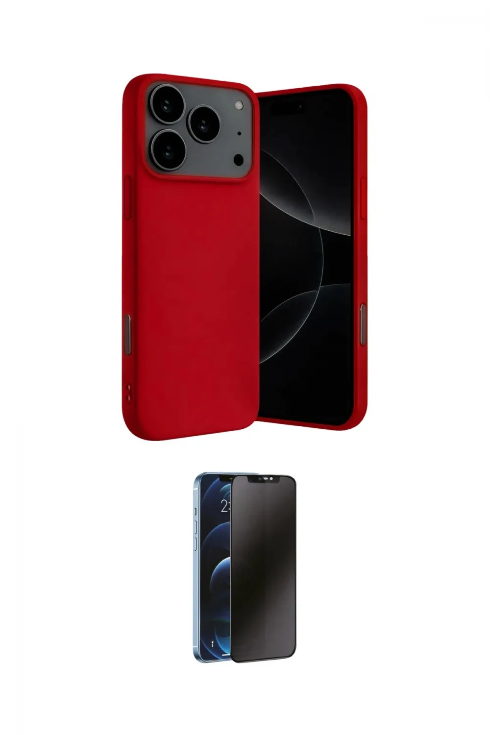 ieg™ iPhone 17 Pro Max Kılıf Ahenk Serisi - Siyah 3D Antistatik Hayalet Cam Ekran Koruyucu