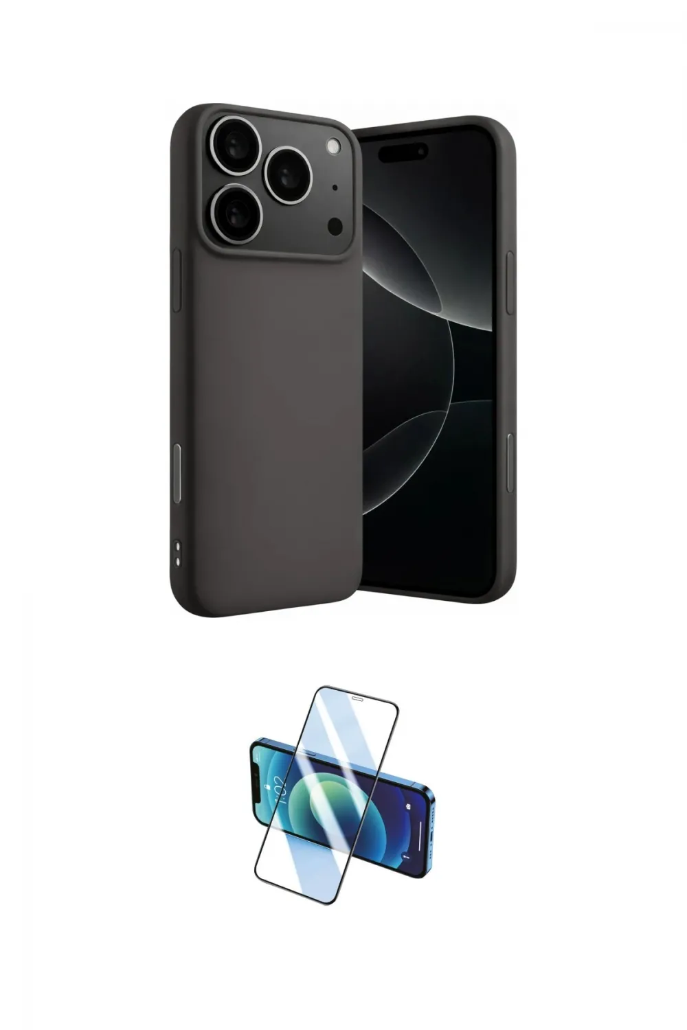 ieg™ iPhone 17 Pro Max Kılıf Ahenk Serisi - Siyah 3D Antistatik Seramik Nano Ekran Koruyucu