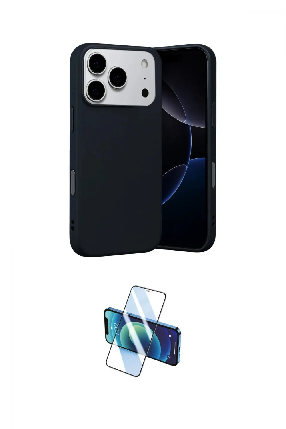 ieg™ iPhone 17 Pro Max Kılıf Ahenk Serisi - Siyah 3D Antistatik Seramik Nano Ekran Koruyucu