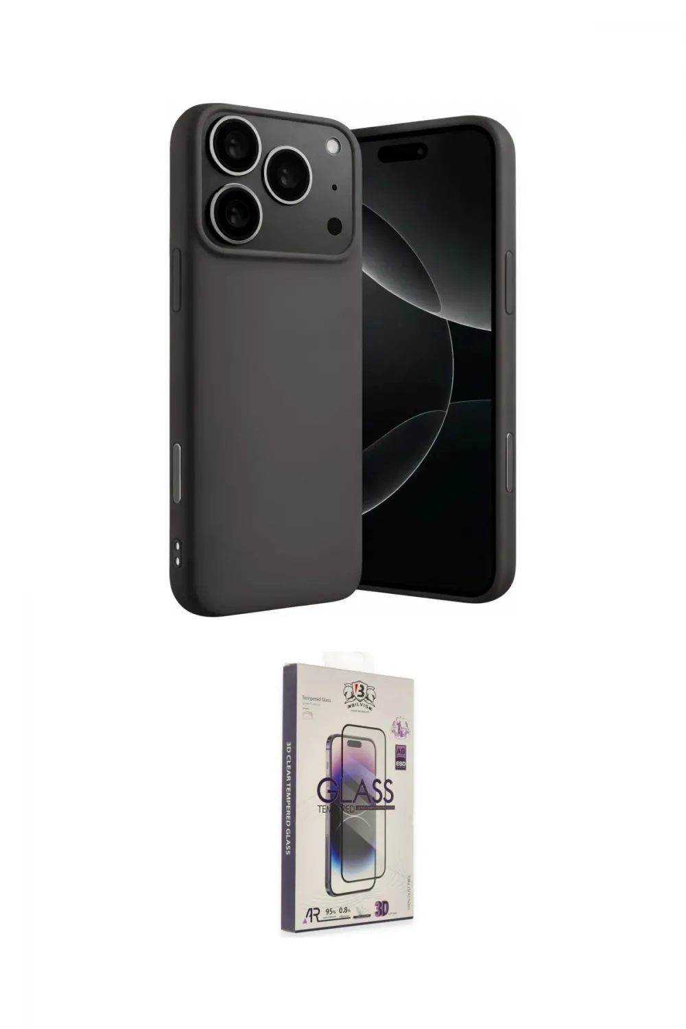 ieg™ iPhone 17 Pro Max Kılıf Ahenk Serisi - Siyah Bilvis 3D Cam Ekran Koruyucu