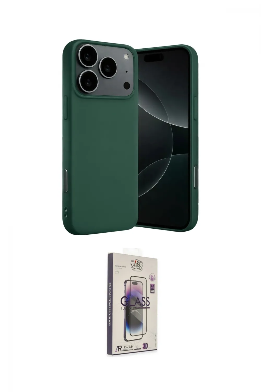 ieg™ iPhone 17 Pro Max Kılıf Ahenk Serisi - Siyah Bilvis 3D Cam Ekran Koruyucu