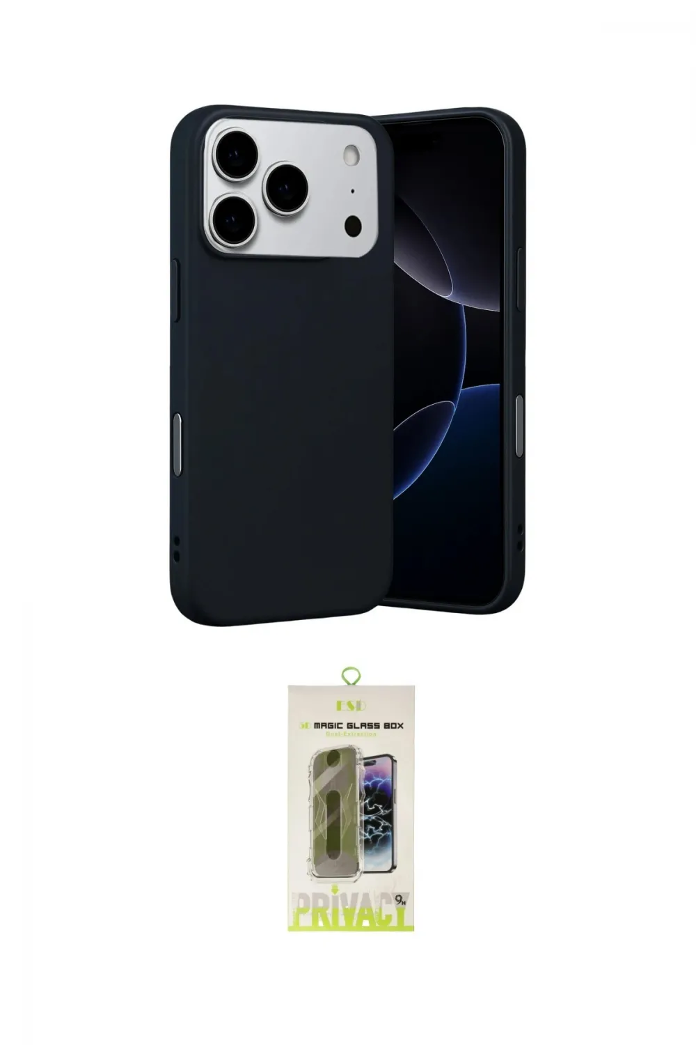 ieg™ iPhone 17 Pro Max Kılıf Ahenk Serisi - Siyah Joko Magic 5D Hayalet Cam