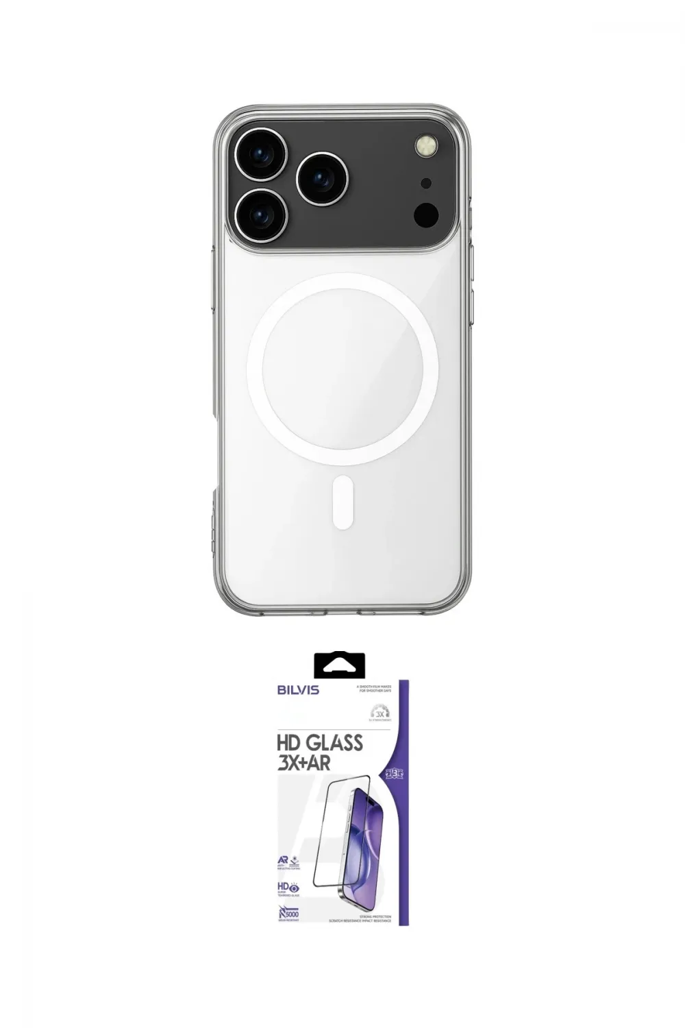 ieg™ iPhone 17 Pro Max Kılıf Ahenk Yansıma Prime - Siyah Bilvis 3X AR HD Cam Ekran Koruyucu