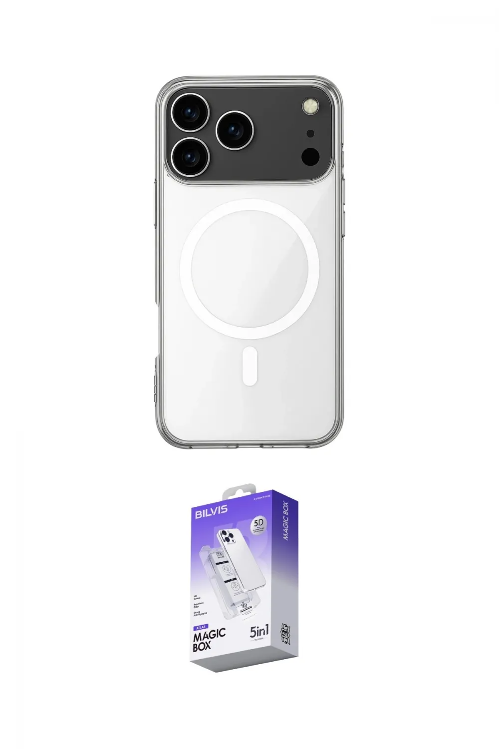 ieg™ iPhone 17 Pro Max Kılıf Ahenk Yansıma Prime - Siyah Bilvis 5in1 3D Magic Cam Ekran Koruyucu