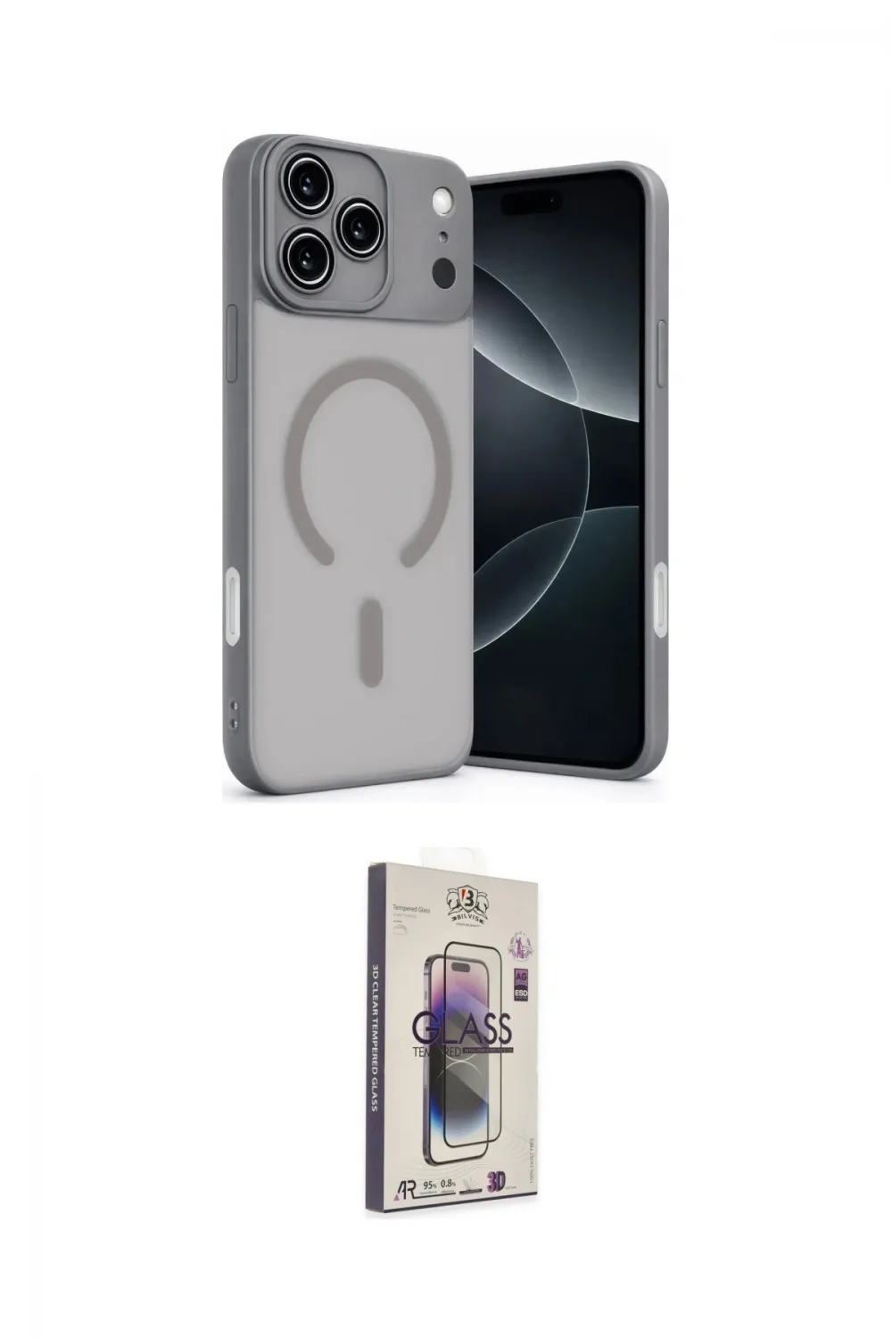 ieg™ iPhone 17 Pro Max Kılıf Çekirdek Klasik Özel Seri - Siyah Bilvis 3D Cam Ekran Koruyucu