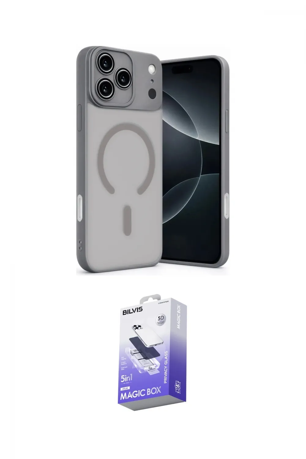 ieg™ iPhone 17 Pro Max Kılıf Çekirdek Klasik Özel Seri - Siyah Bilvis 5in1 5D Magic Hayalet Cam Ekran Koruyucu