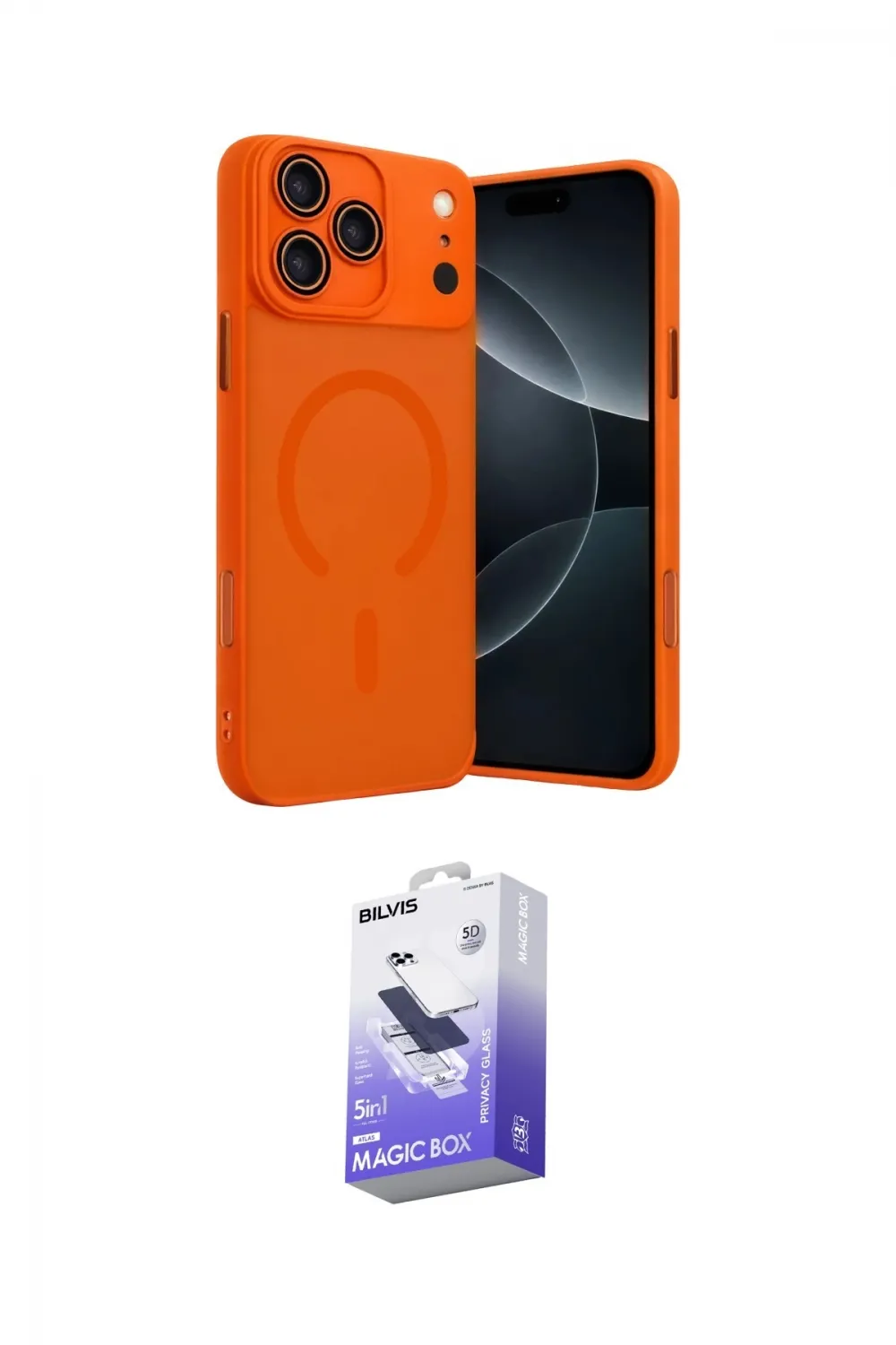 ieg™ iPhone 17 Pro Max Kılıf Çekirdek Klasik Özel Seri - Siyah Bilvis 5in1 5D Magic Hayalet Cam Ekran Koruyucu