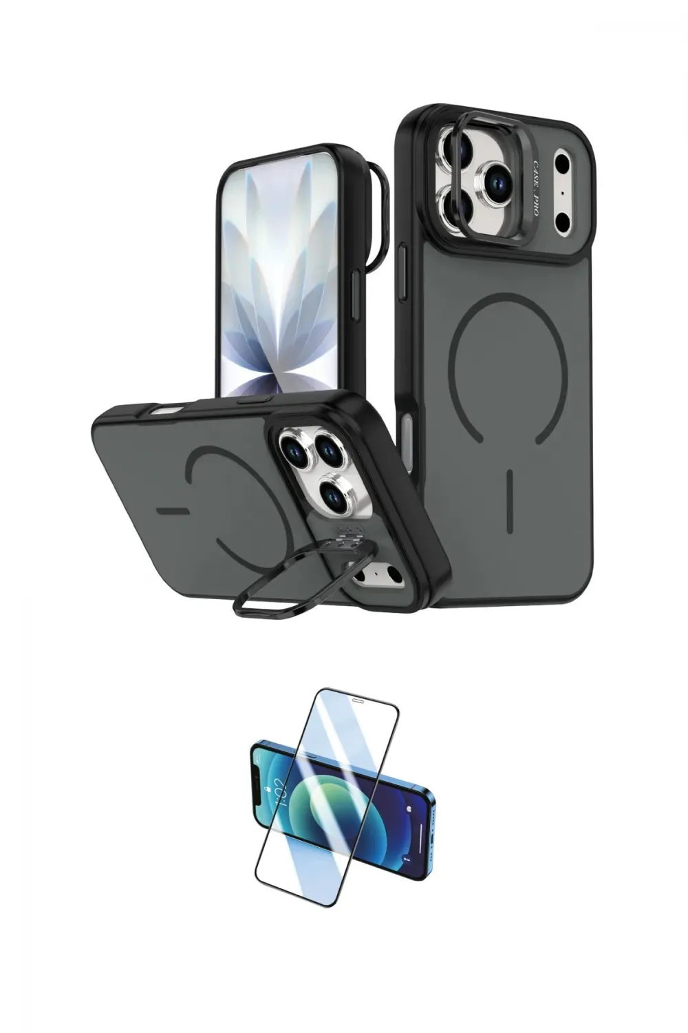 ieg™ iPhone 17 Pro Max Kılıf Çekirdek Klasik - Siyah 3D Antistatik Seramik Nano Ekran Koruyucu