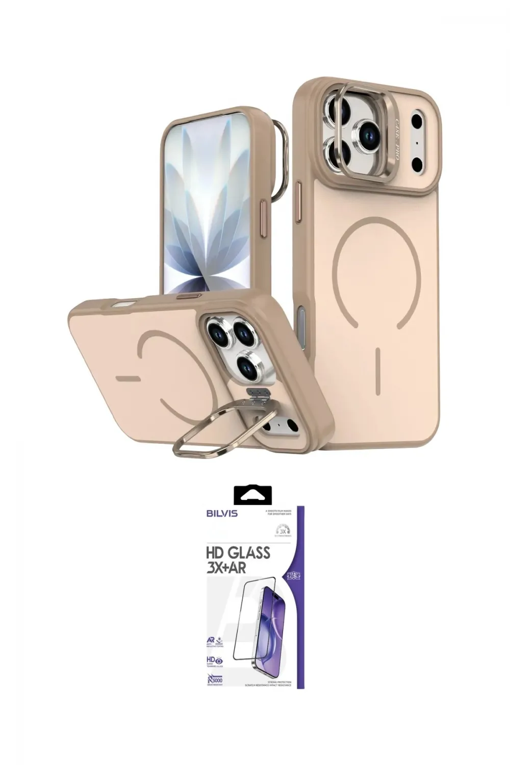 ieg™ iPhone 17 Pro Max Kılıf Çekirdek Klasik - Siyah Bilvis 3X AR HD Cam Ekran Koruyucu