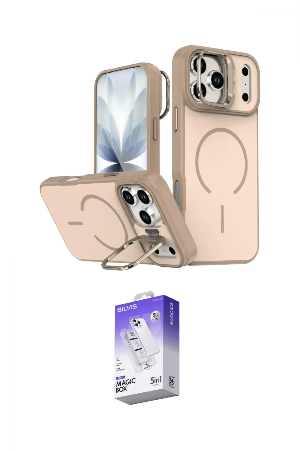 ieg™ iPhone 17 Pro Max Kılıf Çekirdek Klasik - Siyah Bilvis 5in1 3D Magic Cam Ekran Koruyucu
