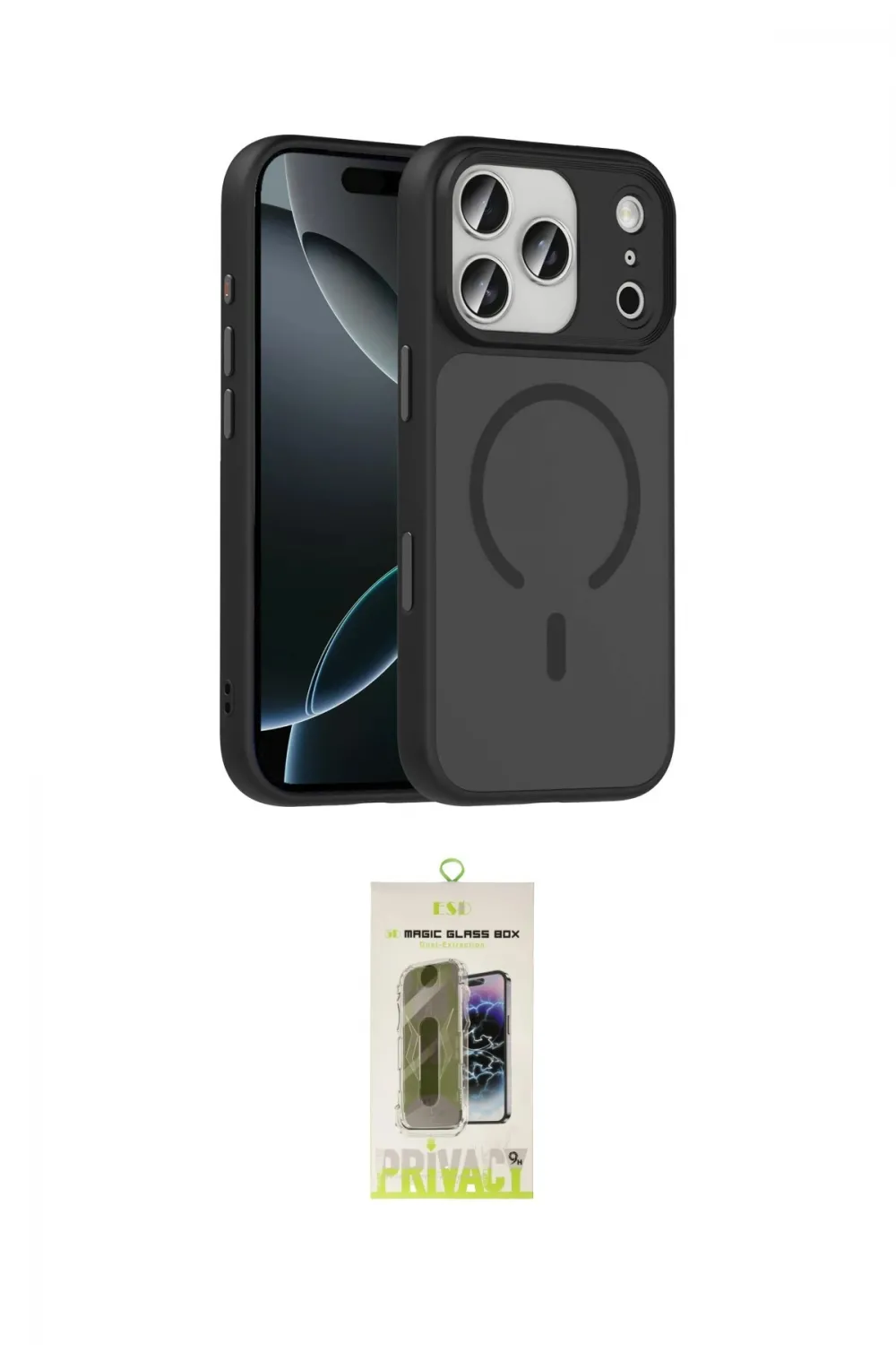 ieg™ iPhone 17 Pro Max Kılıf Doruk Form Serisi - Siyah Joko Magic 5D Hayalet Cam