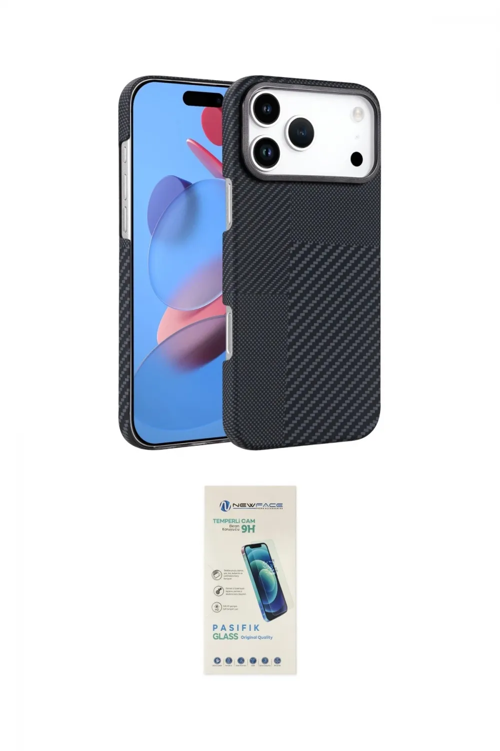 ieg™ iPhone 17 Pro Max Kılıf Doruk Serisi - Şeffaf Pasifik Cam Ekran Koruyucu