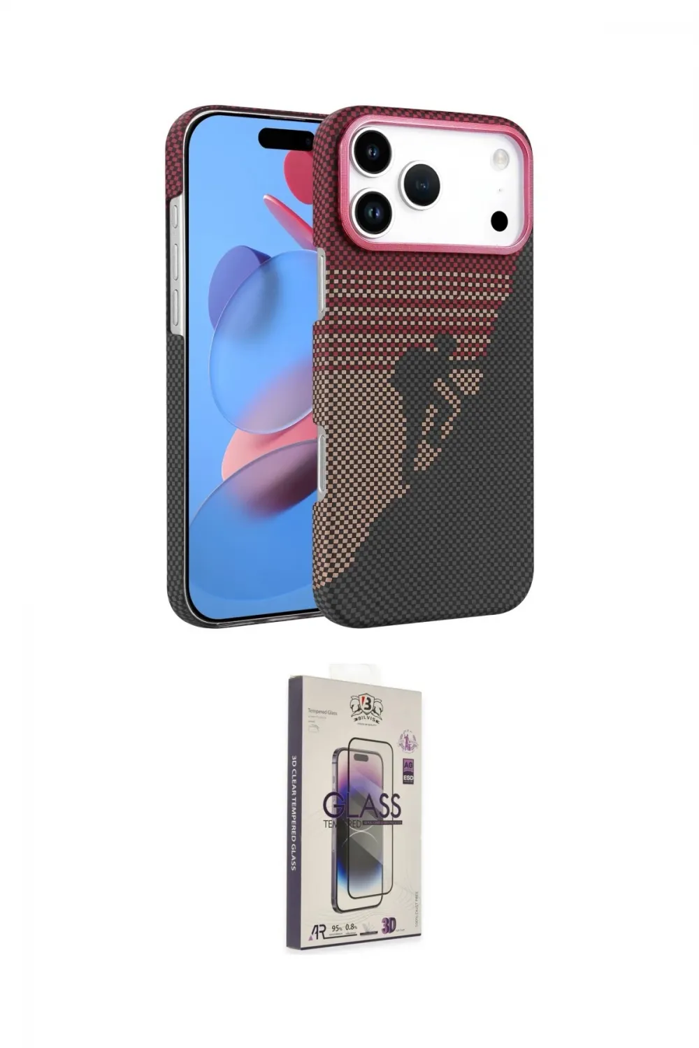 ieg™ iPhone 17 Pro Max Kılıf Doruk Serisi - Siyah Bilvis 3D Cam Ekran Koruyucu