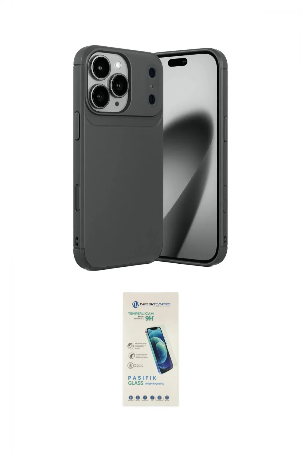 ieg™ iPhone 17 Pro Max Kılıf Eksen Form Prime - Şeffaf Pasifik Cam Ekran Koruyucu