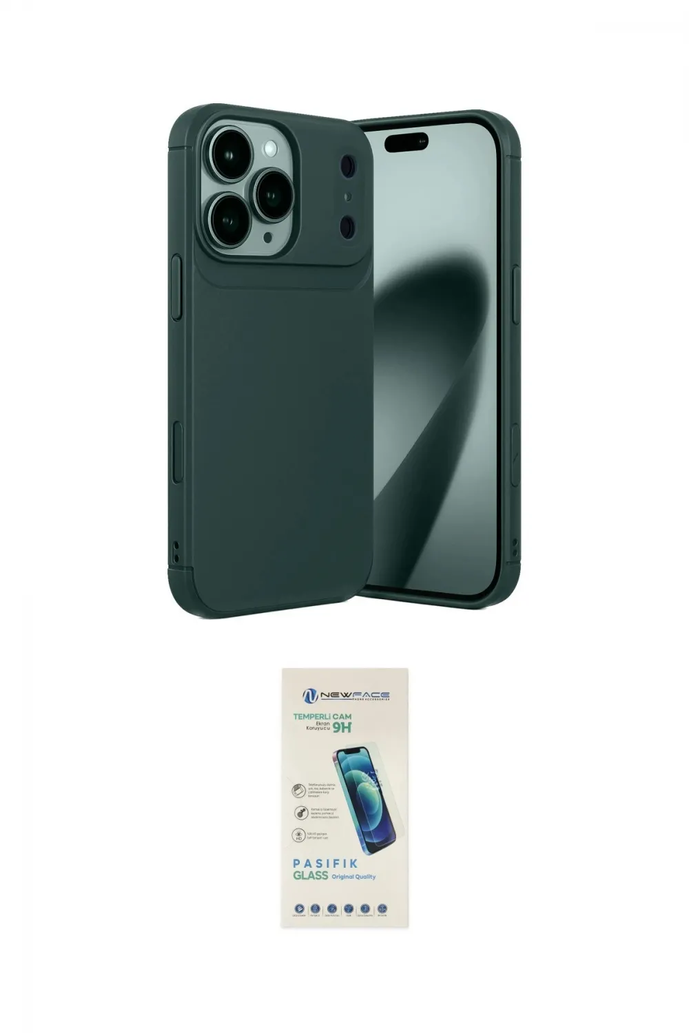 ieg™ iPhone 17 Pro Max Kılıf Eksen Form Prime - Şeffaf Pasifik Cam Ekran Koruyucu