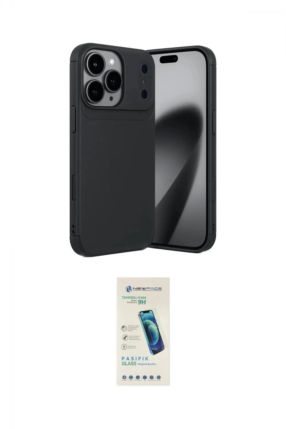 ieg™ iPhone 17 Pro Max Kılıf Eksen Form Prime - Şeffaf Pasifik Cam Ekran Koruyucu