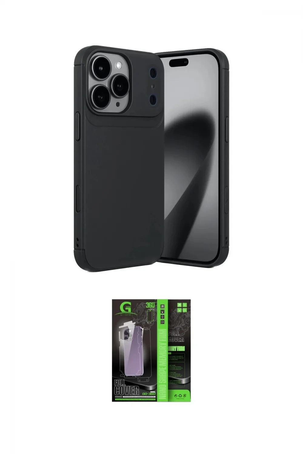 ieg™ iPhone 17 Pro Max Kılıf Eksen Form Prime - Siyah 360 Mat Full Body Arka Koruyucu