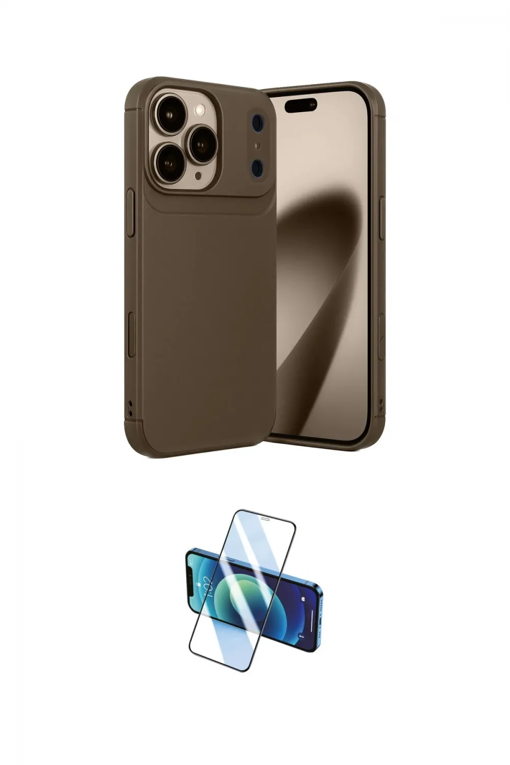 ieg™ iPhone 17 Pro Max Kılıf Eksen Form Prime - Siyah 3D Antistatik Cam Ekran Koruyucu
