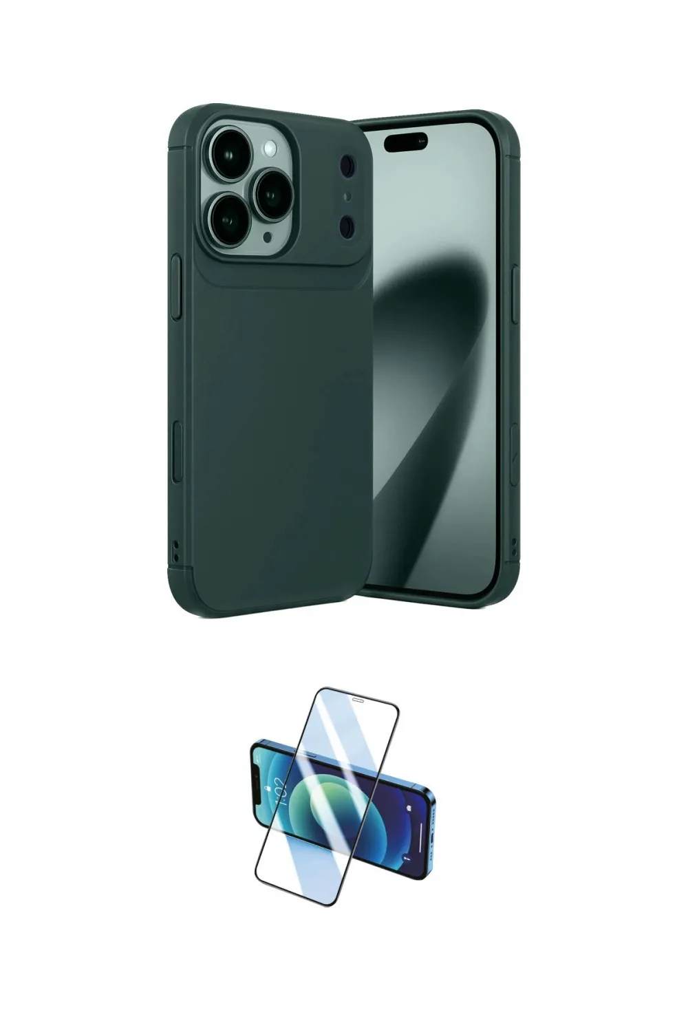 ieg™ iPhone 17 Pro Max Kılıf Eksen Form Prime - Siyah 3D Antistatik Cam Ekran Koruyucu