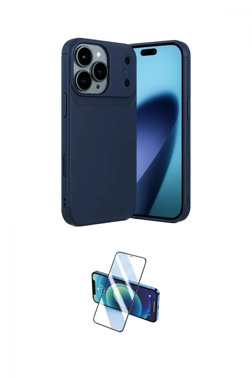 ieg™ iPhone 17 Pro Max Kılıf Eksen Form Prime - Siyah 3D Antistatik Cam Ekran Koruyucu