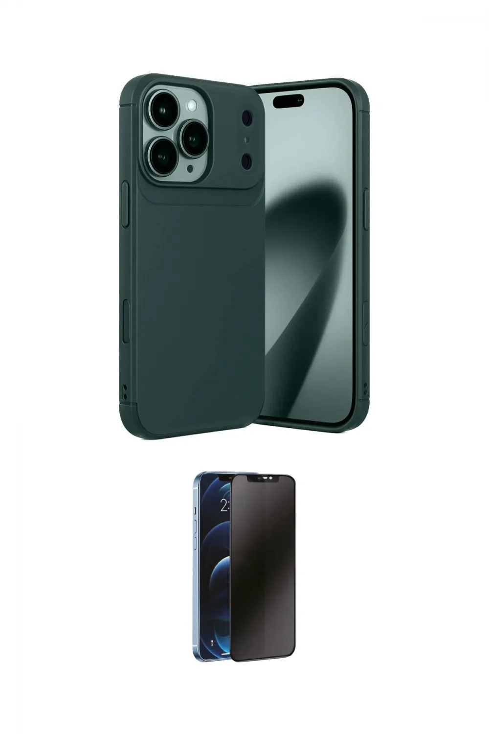 ieg™ iPhone 17 Pro Max Kılıf Eksen Form Prime - Siyah 3D Antistatik Hayalet Cam Ekran Koruyucu