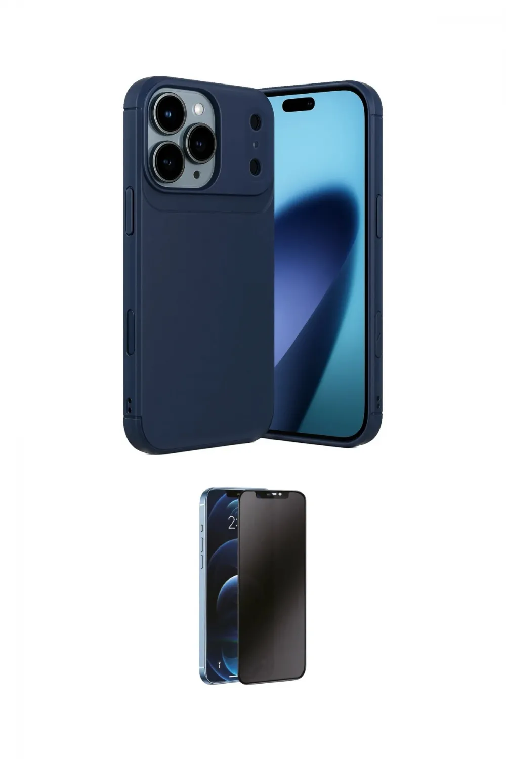 ieg™ iPhone 17 Pro Max Kılıf Eksen Form Prime - Siyah 3D Antistatik Hayalet Cam Ekran Koruyucu