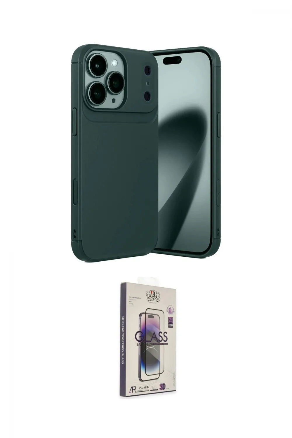 ieg™ iPhone 17 Pro Max Kılıf Eksen Form Prime - Siyah Bilvis 3D Cam Ekran Koruyucu