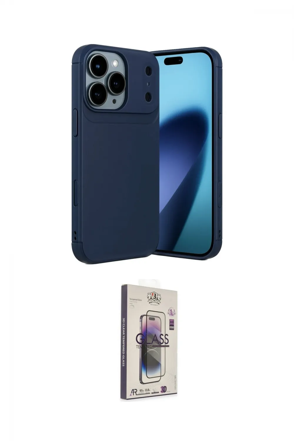 ieg™ iPhone 17 Pro Max Kılıf Eksen Form Prime - Siyah Bilvis 3D Cam Ekran Koruyucu