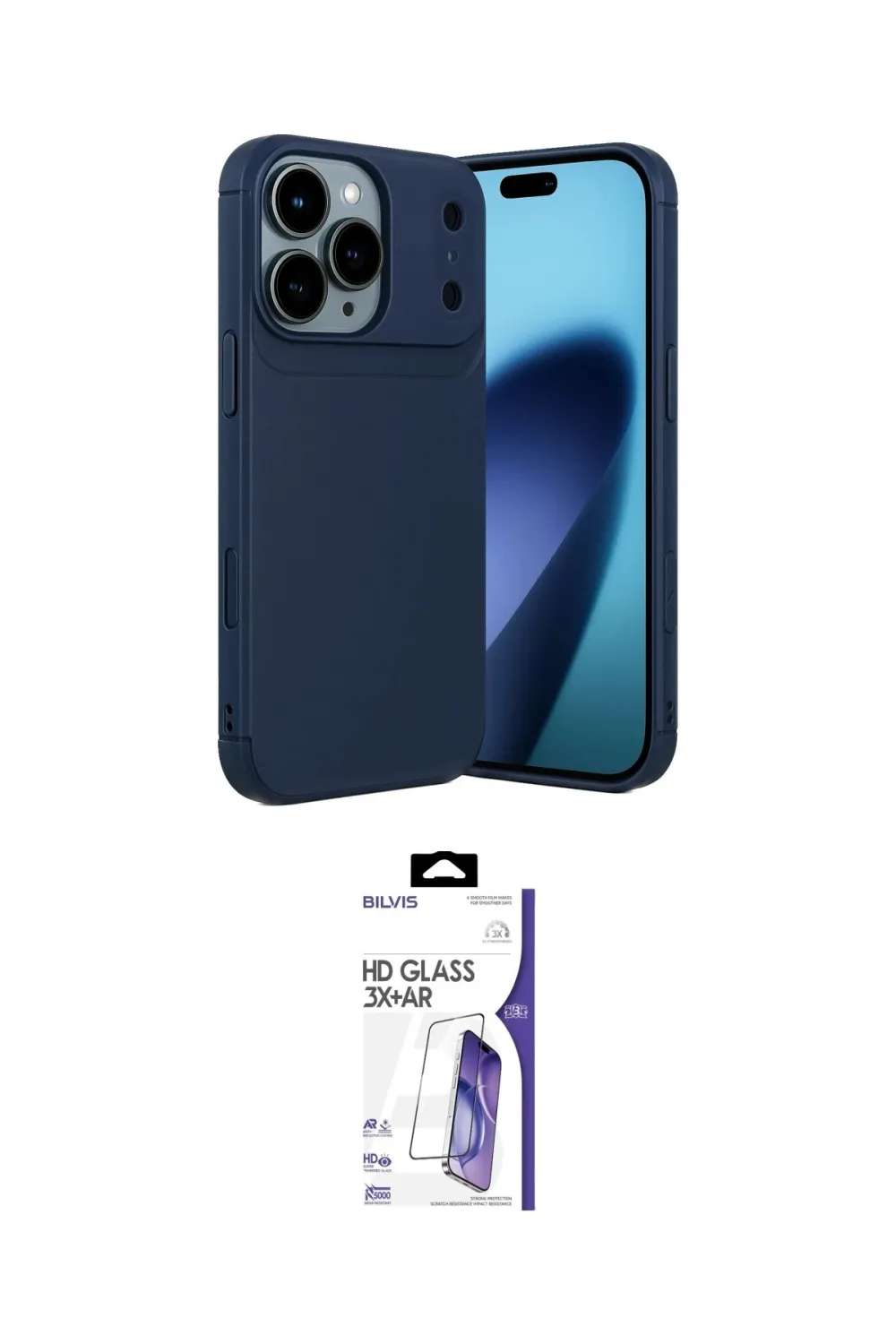 ieg™ iPhone 17 Pro Max Kılıf Eksen Form Prime - Siyah Bilvis 3X AR HD Cam Ekran Koruyucu